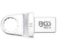 BGS 6903-14 | Llave de anillo insertable | 14 mm | Sujeción 14 x 18 mm | Acero al cromo vanadio | doce cantos | cromado mate | eje rectangular | con pasador de seguridad