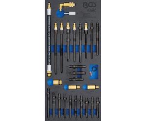 BGS 6960 | Bandeja para carro 1/3: Juego de adaptadores para los comprobadores de compresión y pérdida de presión | 30 piezas