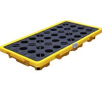 BGS 70047 | Recogedor de aceite | con rejilla | para 2 x 200 | bidones | Polietileno (PE) | Volumen de recogida de 80 l | Capacidad de carga fija 3000 kg | 2 lados se puede deslizar