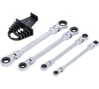 BGS 71028 | Juego de llaves combinadas dobles con carraca | angulable | con cabezas de anillo de perfil E | E6 - E24 | 4 piezas