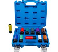 BGS | 74254 | Juego de vasos de impacto con protector de plástico | entrada 12,5 mm (1/2") | 15 - 27 mm y tornillos especiales para ruedas | 11 piezas