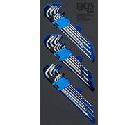 BGS 74259 | Bandeja para carro 1/3: Juego de llaves allen | extra larga | perfil en T (para Torx), con perforación, con perforación, hexágono interior | 27 piezas