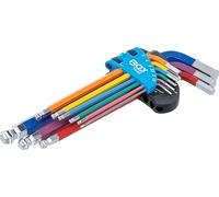 BGS 74452 | Juego de llaves allen | multicolor | hexágono interior, hexágono interior con cabeza de bola 1,5-10 mm | 9 piezas