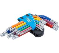 BGS 74466 | Juego de llaves allen | multicolor | corto | perfil en T (para Torx) con cabeza de bola T10 - T50 | 9 piezas