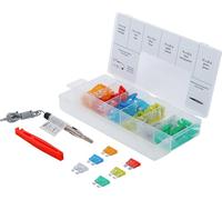 BGS 8124 | Surtido de fusibles para automoción | estándar | 92 piezas | Con código de color | Caja surtida | 5 - 30 A | Comprobador de voltaje 6 - 24 V | Extractor de fusibles