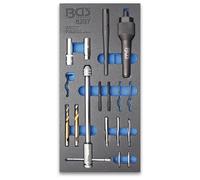 BGS 8297 | Bandeja para carro 1/3: Juego de extracción y reparación de roscas de calentadores | M8, M10 | 17 piezas