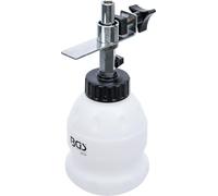 BGS 8731 | Botella para relleno del líquido de frenos | 1 l | Recarga automática, válvula de cierre, abrazadera de fijación, repuesto para el art. 8080