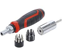 BGS Diy 20817 | Juego de puntas de precisión / llaves de vaso multimedida | con mango giratorio de carraca para puntas, reversible | 17 piezas