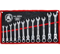 BGS Diy 30002 | Juego de llaves combinadas con carraca | cabeza flexible | 8 - 19 mm | 12 piezas