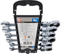 BGS Diy 30005 | Juego de llaves combinadas con carraca | cabeza flexible | pulgadas | 1/4" - 9/16" | 6 piezas