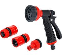 BGS Diy 70905 | Ducha de jardín multifuncional | con accesorios | 5 piezas | Sistema de ranuras, adaptador de 3/4" y 1/2", presión de trabajo 2 - 5 bar, para riego, limpieza y lavado de coches