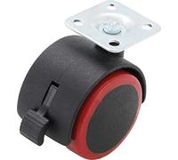 BGS Diy 80338 | Ruedas de dirección dobles con freno | rojas/negras | 50 mm
