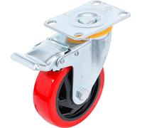 BGS Diy 80664 | Ruedas de dirección con freno | rojas/negras | Ø 100 mm