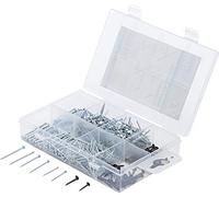 BGS Diy 8074 | Surtido de puntas y clavos | 750 piezas | Caja organizadora | 70 clavos 11/14 mm | 340 clavos estándar y 340 pasadores de alambre 19/25/32 mm