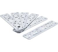 BGS Diy 80791 | Surtido de conectores planos | 180 x 40 x 2 mm | 6 piezas | Chapa de acero galvanizado. Capacidad de carga máx. 70 kg | DIN ISO: EN 14545 | Cuadro combinado para tornillos y clavos