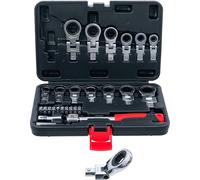 BGS Diy 84529 | Juego de llaves de anillo de carraca insertable y juego de puntas | 6-20 mm | 27 piezas