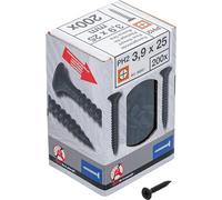BGS Diy 88061 Tornillos para montaje rápido, PH2, rosca fina, 3,9 x 25 mm, 200 unidades