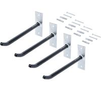 BGS Diy 88304 | Juego de ganchos de pared para llantas | 250 mm | 4 piezas | Acero galvanizado | negro aislado | placa de montaje 120 x 40 mm | incluye tornillos y tacos