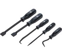 BGS Diy 9132 | Juego de rasquetas y ganchos para carrocería | 5 piezas | Negro oxidado y endurecido | 2 raspadores | 2 ganchos | 1 gancho puntiagudo | longitudes 150, 205, 225, 265 mm