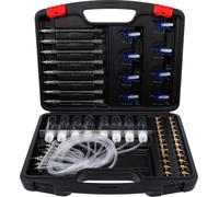 BGS Diy 98106 | Medidor de flujo Common Rail | con 32 adaptadores | Volumen de retorno a través de matraces de vidrio o recipiente medidor. Adaptador para Denso C3, C1, Siemens C3, Delphi