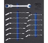 BGS 4195 | Bandeja para carro 2/3: Llaves combinadas con carraca | ajustable | 8 - 19 mm | 12 piezas