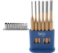 BGS Technic Bgs 2757 | Juego De Llaves De Vaso 12 Caras, Largas | Entrada 6,3 Mm (1/4") | Medidas En Pulgadas | 12 Piezas + 1651 | Juego De Botadores | 150 Mm | 3-8 Mm | 6 Piezas