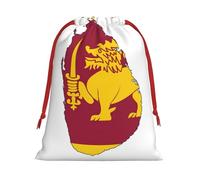 BGSHJVF Bandera de Sri Lanka impresión de mapa de Navidad bolsas de regalo con cordón, bolsas de embalaje de regalos de Navidad, bolsas de regalo de Navidad, regalos de fiesta