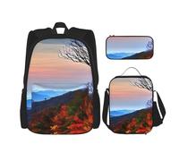 BGSHJVF Blue Ridge - Mochila de viaje con estampado de montaña, elegante tejido Oxford 600D, bolsa nevera y neceser, negro, talla única, negra, única, Negro, Rozmiar uniwersalny