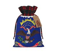 Bgshjvf Bolsa de regalo de lino con cordón de Navidad con diseño de bandera del estado de Dakota del Norte, bolsas de regalo de varios tamaños para regalar y decorar