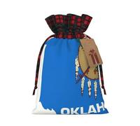Bgshjvf Bolsa de regalo de lino con cordón de Navidad con diseño de bandera del estado de Oklahoma, bolsas de regalo de varios tamaños para regalar y decorar