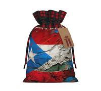 Bgshjvf Bolsa de regalo de lino con cordón de Navidad con estampado de bandera de Puerto Rico, bolsas de regalo de varios tamaños para regalar y decorar