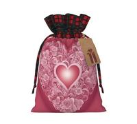 Bgshjvf Bolsa de regalo de lino con cordón de Navidad con estampado de corazón romántico, bolsas de regalo de varios tamaños para regalar y decorar