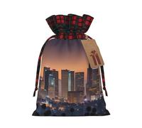 Bgshjvf Bolsa de regalo de lino con cordón de Navidad con estampado de horizonte de Los Ángeles, bolsas de regalo de varios tamaños para regalar y decorar