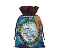 Bgshjvf Bolsa de regalo de lino con cordón de Navidad con estampado de mapa de Dakota del Sur, bolsas de regalo de varios tamaños para regalar y decorar