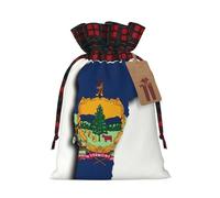 Bgshjvf Bolsa de regalo de lino con cordón de Navidad con estampado de mapa de la bandera del estado de Vermont, bolsas de regalo de varios tamaños para regalar y decorar