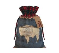 Bgshjvf Bolsa de regalo de lino con cordón de Navidad con estampado de mapa de la bandera del estado de Wyoming, bolsas de regalo de varios tamaños para regalar y decorar