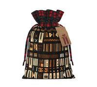 Bgshjvf Bolsa de regalo de lino con cordón de Navidad con estampado tribal africano, bolsas de regalo de varios tamaños para regalar y decorar