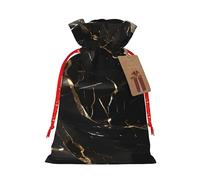 Bgshjvf Bolsa de regalo de lino y mármol negro y dorado con cierre de cordón de cuerda, con elevadores de papel kraft, para Navidad, cumpleaños, fiestas