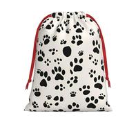 BGSHJVF Bolsas de regalo con cordón de impresión de huesos y patas, bolsas de regalo de Navidad para regalos de Navidad, recuerdos de fiesta