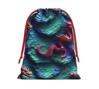 BGSHJVF Bolsas de regalo de Navidad con cordón de ajuste, diseño de escamas de dragón mágico 3D, bolsas de regalo de Navidad para regalos de Navidad, recuerdos de fiesta