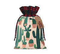 Bgshjvf Bonita bolsa de regalo de lino con cordón de Navidad con estampado de cactus, bolsas de regalo de varios tamaños para regalar y decorar
