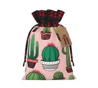 Bgshjvf Bonita bolsa de regalo de lino con cordón de Navidad con estampado de cactus, bolsas de regalo de varios tamaños para regalar y decorar