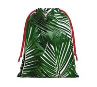 BGSHJVF Bonitas bolsas de regalo con cordón para vacaciones, con estampado de hojas de palma verde, bolsas de regalo de Navidad para regalos de Navidad