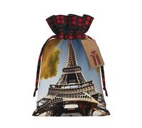 Bgshjvf Cityscape Paris - Bolsa de regalo de lino con cordón, diseño de la Torre Eiffel de Francia, bolsas de regalo de varios tamaños para regalar y decorar