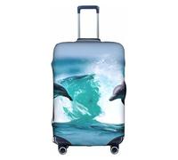 BGSHJVF Delfines en el mar, funda elástica para maleta, protector de equipaje con diseños únicos, se adapta a maletas de 45 a 80 cm, Blanco, Small