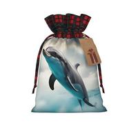 Bgshjvf Divertida bolsa de regalo de lino con cordón de diseño de delfín mirando a ti, bolsas de regalo de varios tamaños para regalar y decorar