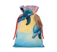 Bgshjvf Dolphins In Love - Bolsa de regalo de lino con cierre de cordón de cuerda, con elevadores de papel kraft, para Navidad, cumpleaños, fiestas