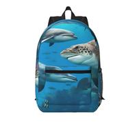 BGSHJVF Elegante mochila de viaje con delfín, tortuga marina, tiburón, pulpo, arrecife de coral, gran capacidad, adecuada para el trabajo, viajes y gimnasio, negro, talla única, negro, Negro, Rozmiar