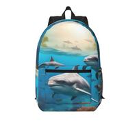 BGSHJVF Elegante mochila de viaje con diseño de delfín, tortuga marina, tiburón, pulpo, coral, gran capacidad, para trabajo, viajes, gimnasio, color negro, talla única, negra, única, Negro, Rozmiar