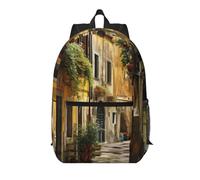 BGSHJVF Elegante mochila italiana con impresión Old Street de gran capacidad, mochila de viaje, trabajo, viajes, gimnasio, negro, talla única, negra, única, Negro, Rozmiar uniwersalny